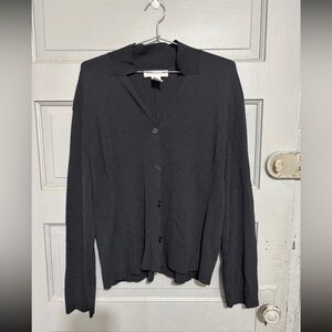 Jones New York Women’s Black Cardigan Sweater Long Sleeve Rayon Nylon Blend